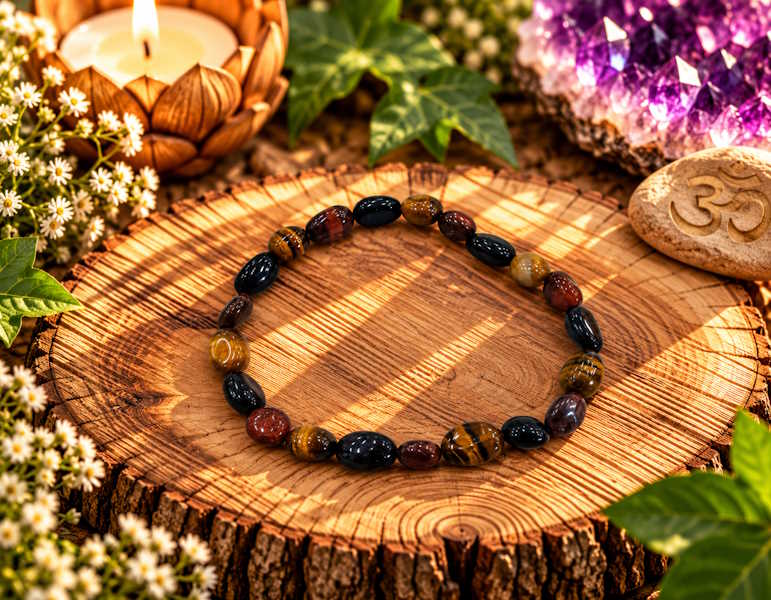 Pulsera ojo de tigre, ojo de buey y ojo de halcón forma Pulsera ojo de tigre, ojo de buey y ojo de halcón forma